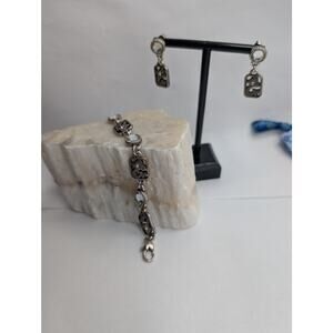 Brighton Pacific Heights Silver Tone Crystal Bracelet & Dangle Earring Set